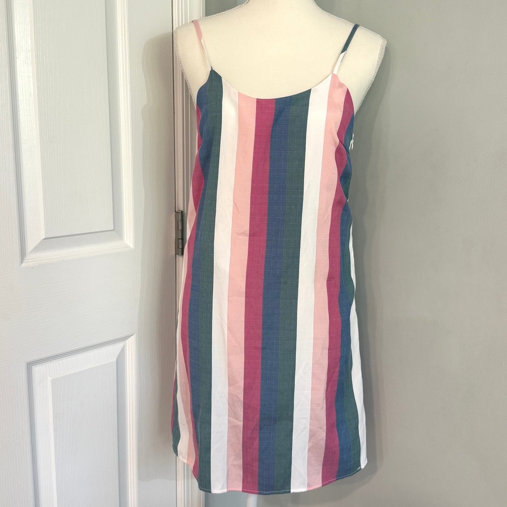 Promesa Women's Wide Stripe Mini Dress Size S Spaghetti Strap Summer Boho